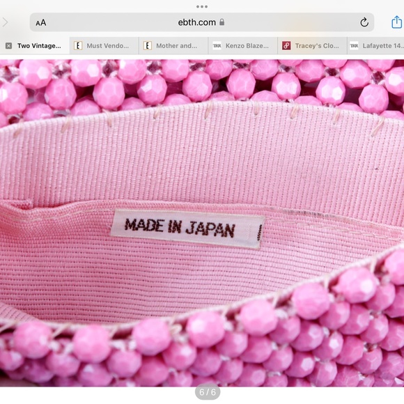 Vintage pink beaded crossbody bag with gold chain - Picture 4 of 4